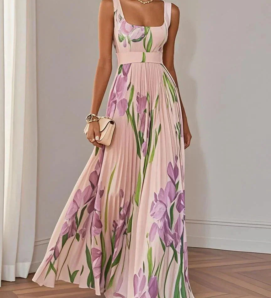 REVINA™ – ELEGANT LANG KJOLE MED BLOMSTERPRINT